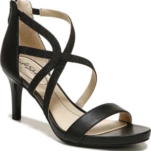LifeStride Women Heeled Sandal Masquerade Strappy Zipper Open Toe Dressy Black 7 - Picture 1 of 10